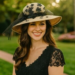 Wide Brim Straw‎ Hat Formal Dress Hat Kentucky Derby Wedding Races